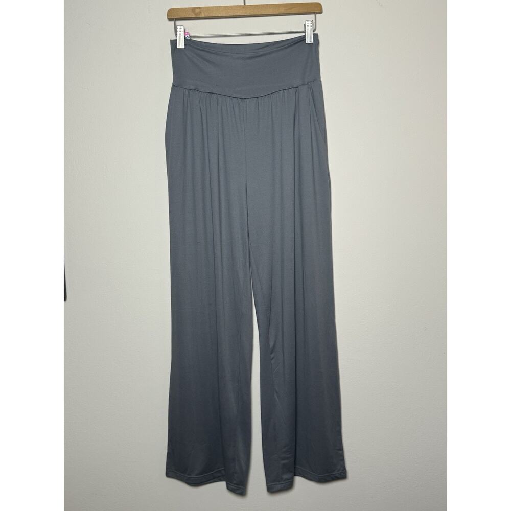 UEU Wide Leg Yoga Pants Women L Gray High Waisted Lounge Flowy Palazzo NWT Comfy